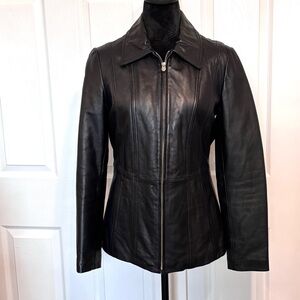 Wilson’s Leather Y2k 1990s Women's Genuine Black Lightweight Jacket Lined Small